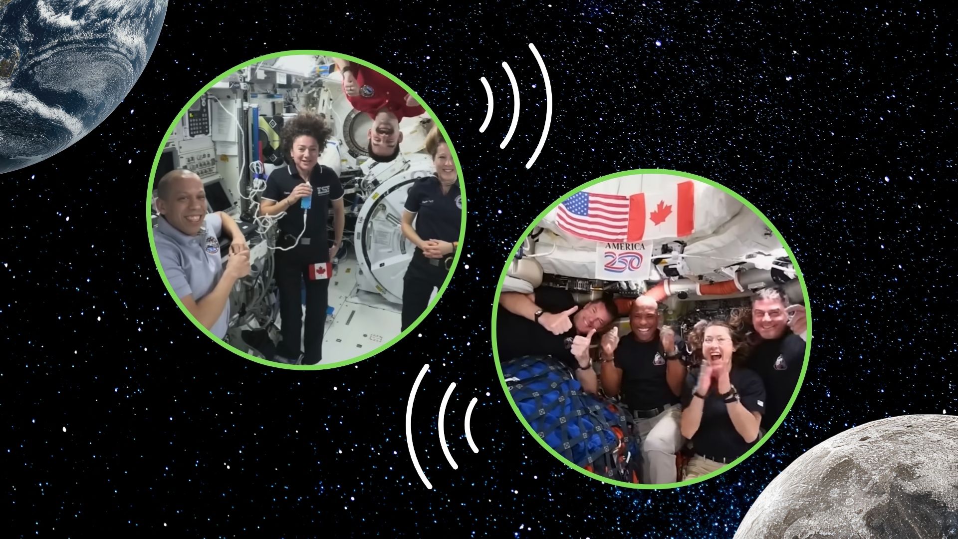 Watch the farthest-ever crew call in space between Artemis 2 and the ISS