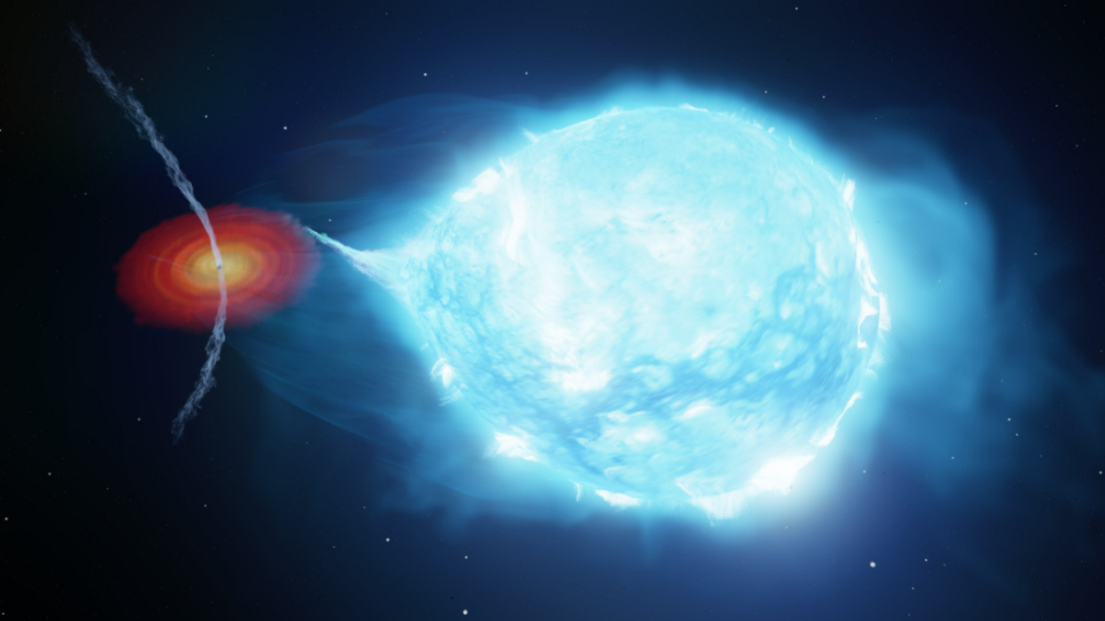 Jets erupting from a cannibalistic black hole have the power of 10,000 suns