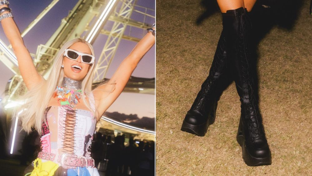 Paris Hilton Pushes Coachella’s Black Boot Trend Full Y2K